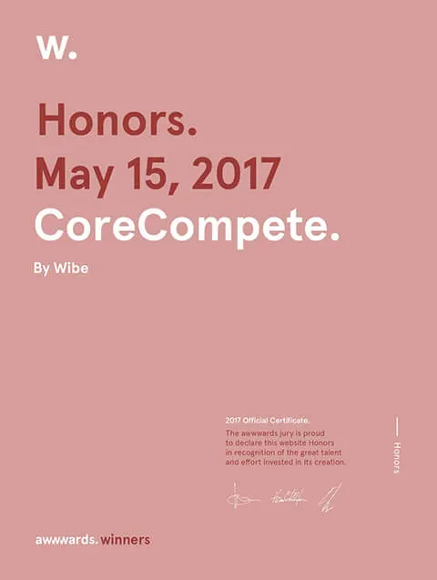 Awwwards Honors 2017 - CoreCompete, by Wibe