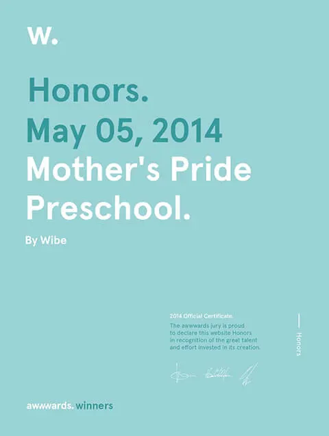 Awwwards Honors 2014 - Mother's Pride Preschool, by Wibe